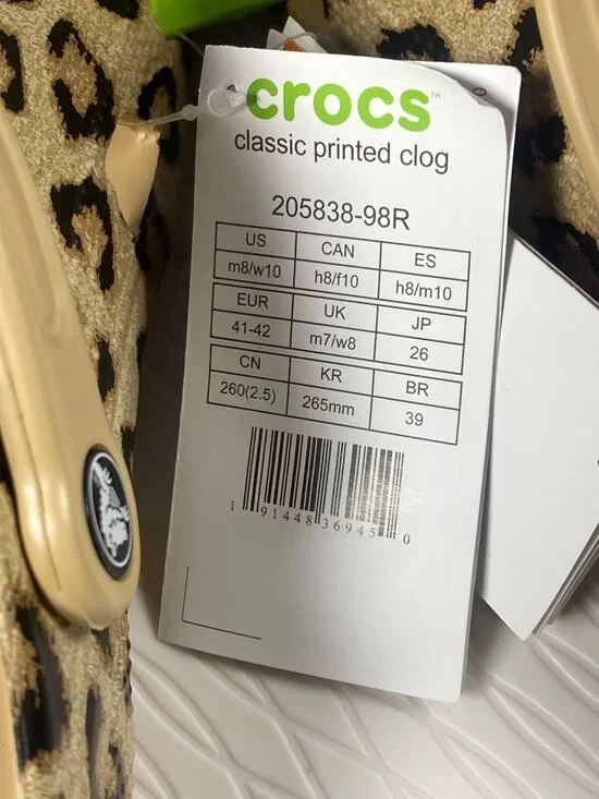 NWT Crocs Women's 10 Classic Leopard Print Clog Shoes from Finish Line Sold out - Picture 4 of 10